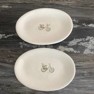 Rae Dunn Artisan Collection By Magenta Bicycle Oval Trinket Dishes, Set of 2